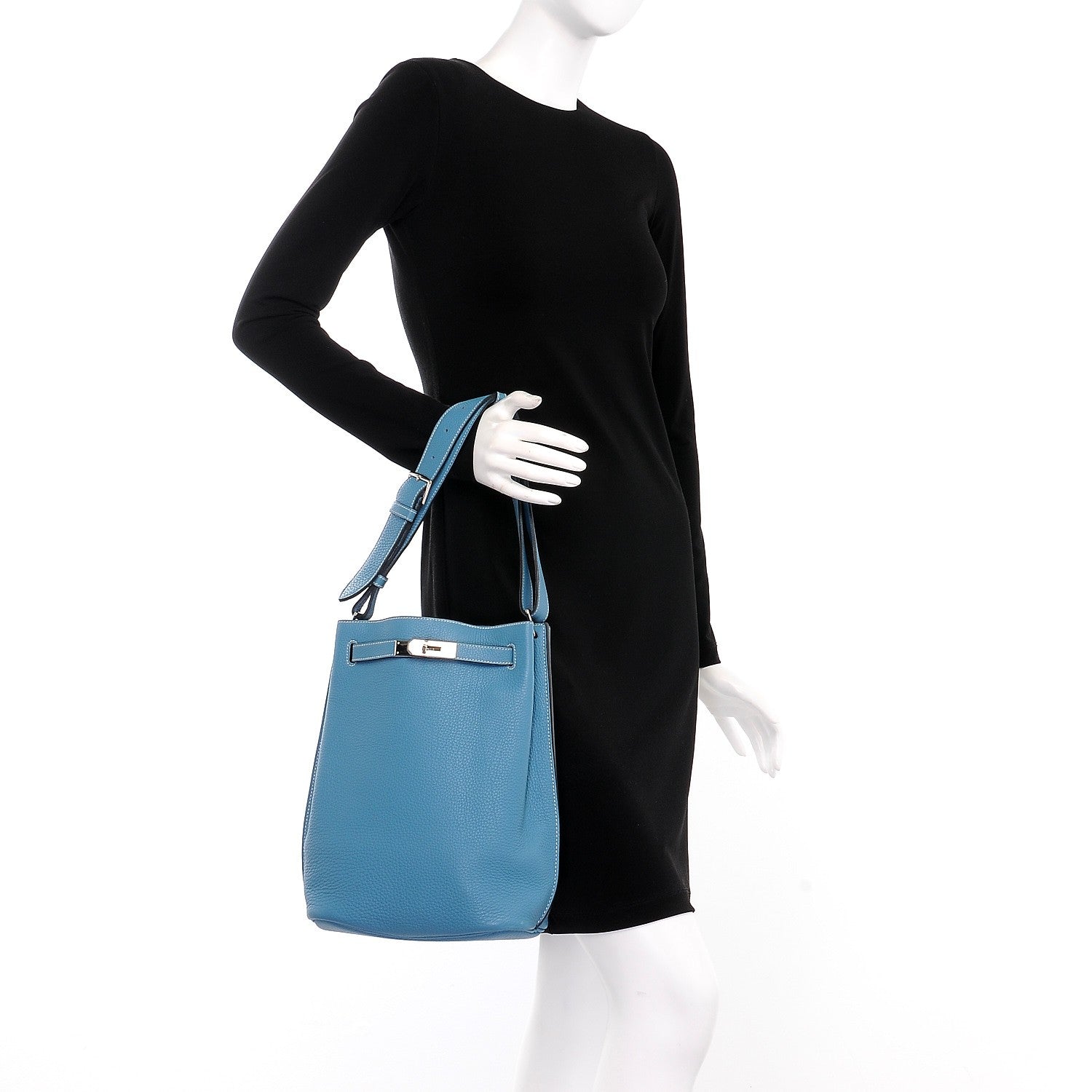 Hermes Taurillon Clemence So Kelly 22 Blue Jean 2 of 7