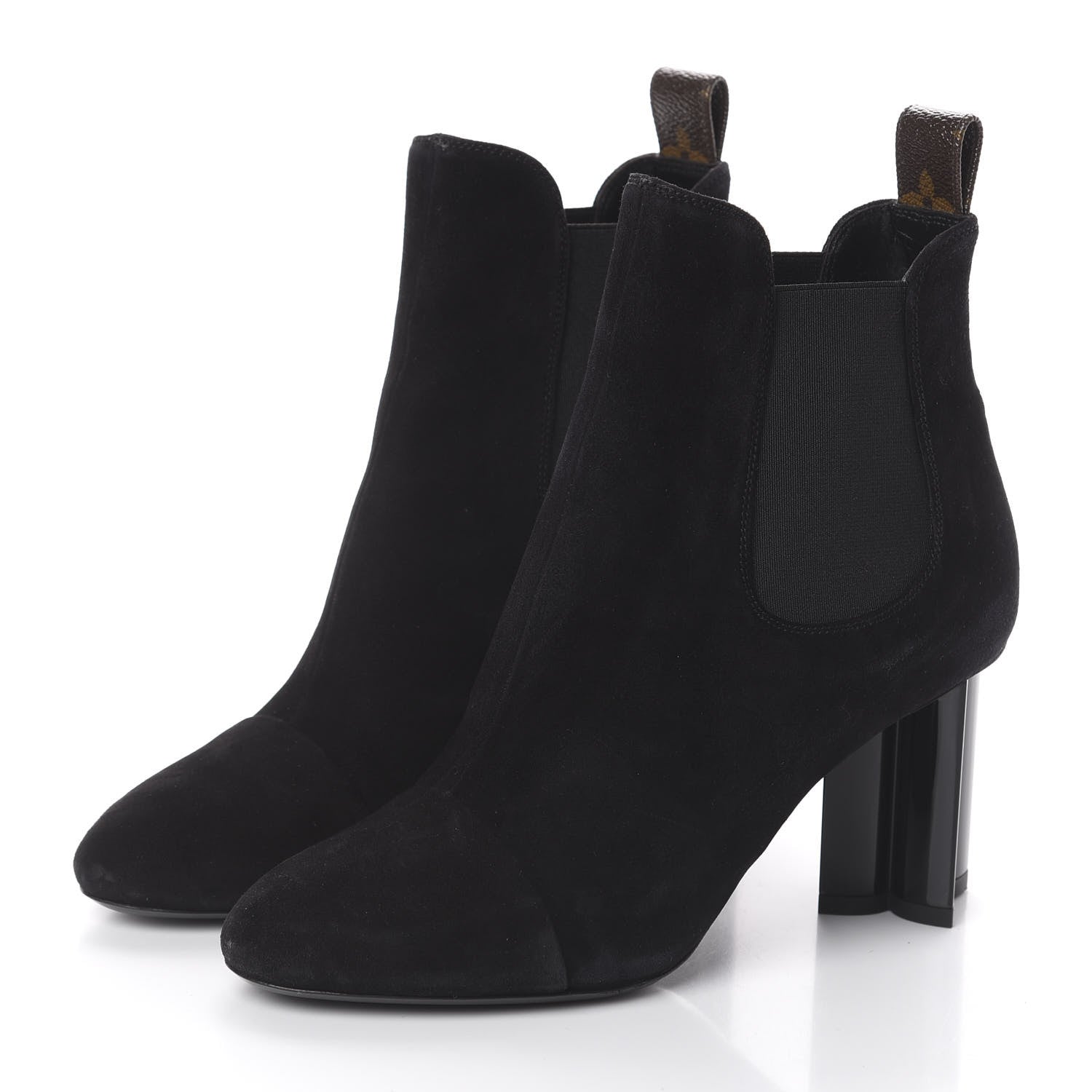 Louis Vuitton Suede Monogram Uniformes Cap Toe Chelsea 80mm Ankle Boots 36 Black 3 of 6