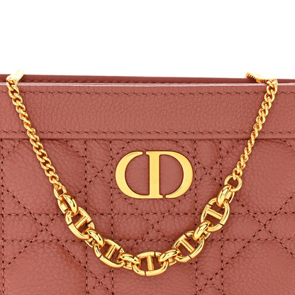 Christian Dior Calfskin Cannage Caro Zipped Pouch With Chain Rust 8 of 10
