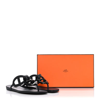 Hermes Rubber Womens Egerie Sandals 40 Black 9 of 9