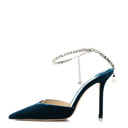 Jimmy Choo Velvet Crystal Saeda 100 Pumps Dragonfly 37 1 of 7