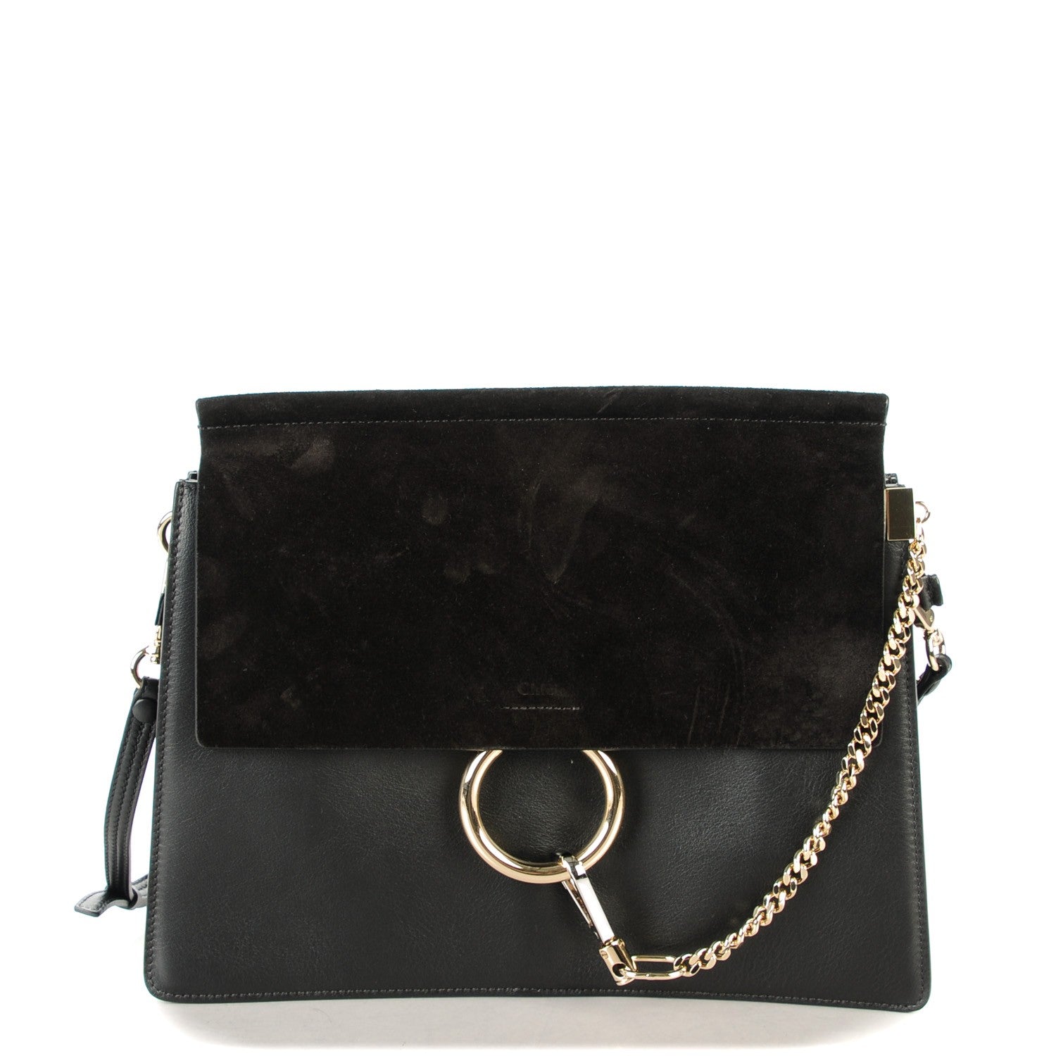 Chloe Suede Calfskin Medium Faye Shoulder Bag Black 1 of 8
