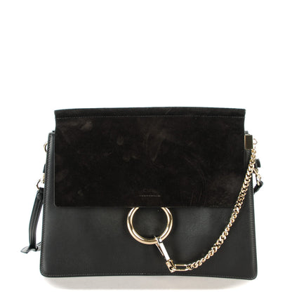 Chloe Suede Calfskin Medium Faye Shoulder Bag Black 1 of 8