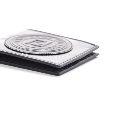 Fendi Glazed Fabric Vitello Century FF 1974 Stamp Patch Mens Bi-Fold Wallet Black 6 of 10