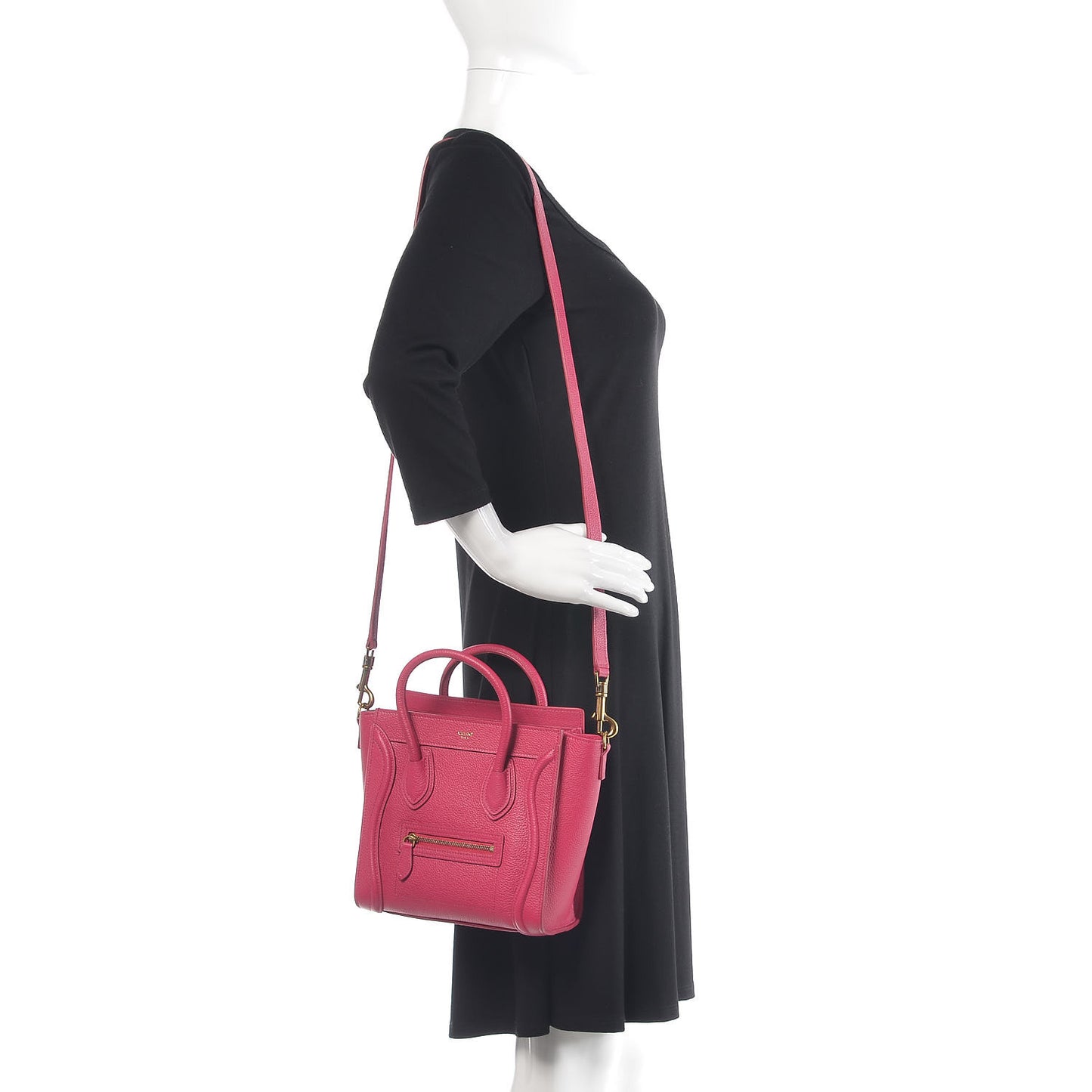 Drummed Calfskin Nano Luggage Fuchsia