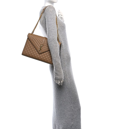 Saint Laurent Grain De Poudre Large Tri-Quilt Monogram Satchel Cork 2 of 11