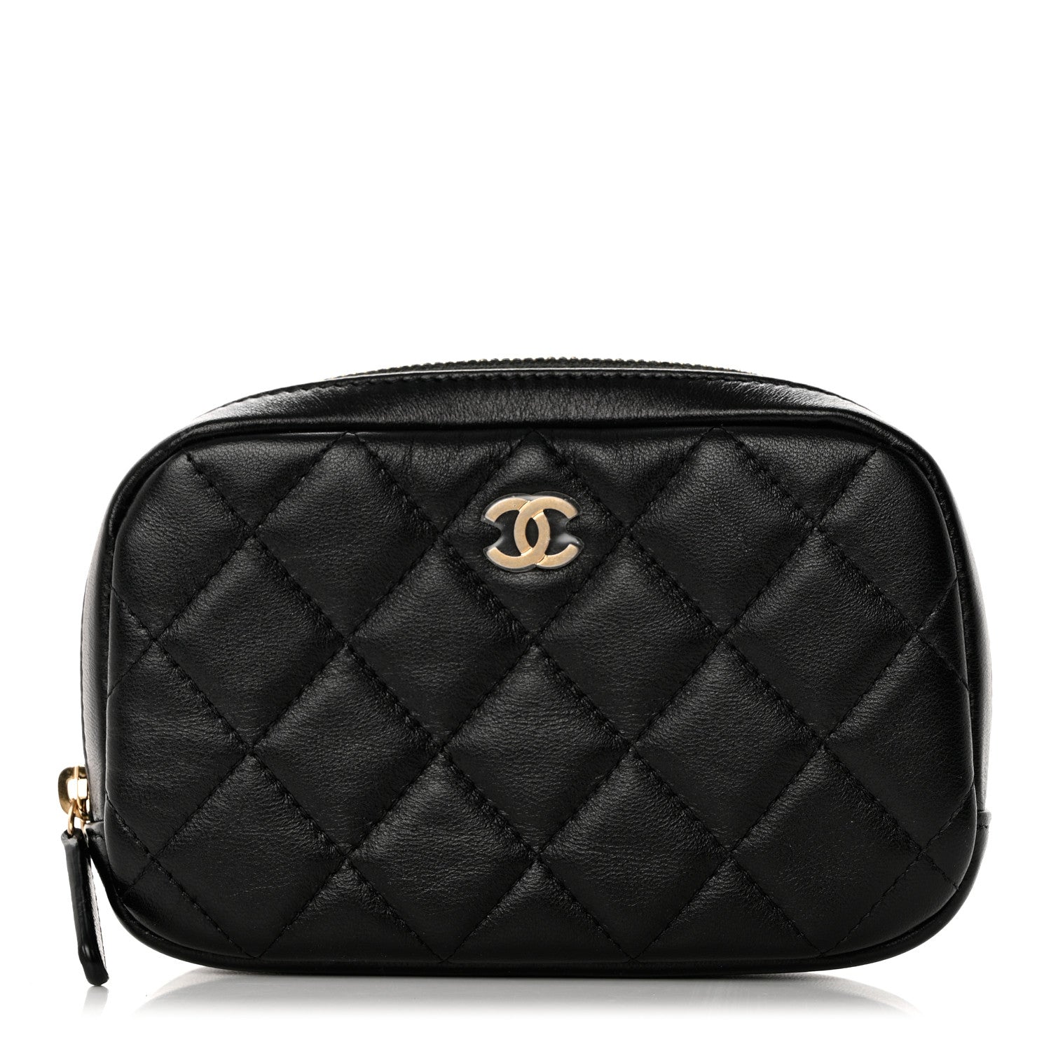 Chanel Lambskin Quilted Small Curvy Pouch Cosmetic Case Black 1 of 7