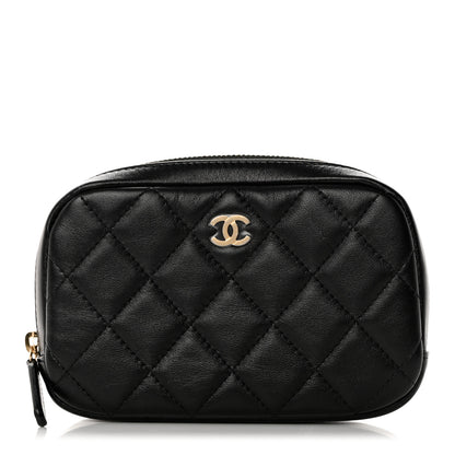 Chanel Lambskin Quilted Small Curvy Pouch Cosmetic Case Black 1 of 7