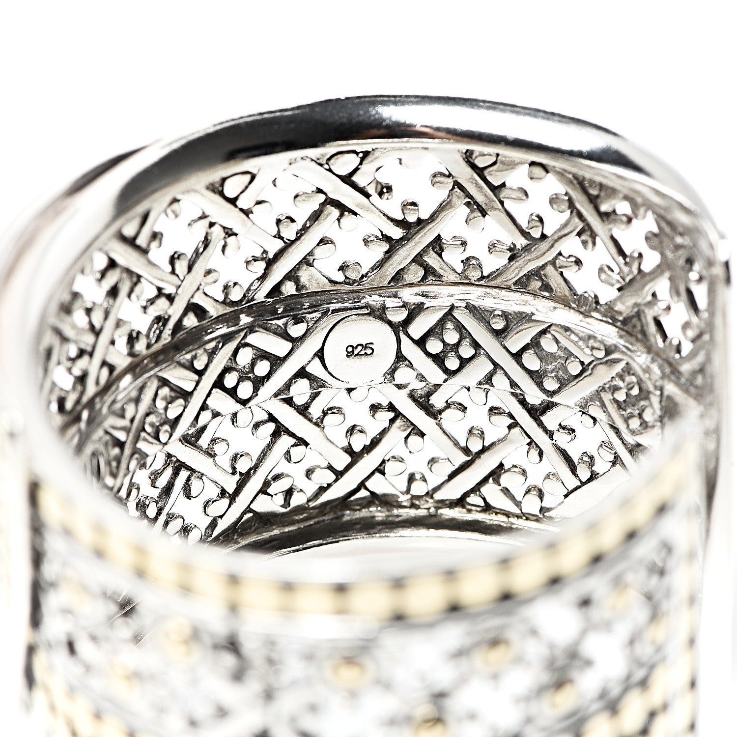 John Hardy Sterling Silver 18K Yellow Gold Wide Jaisalmer Dot Kick Cuff Bracelet 5 of 5