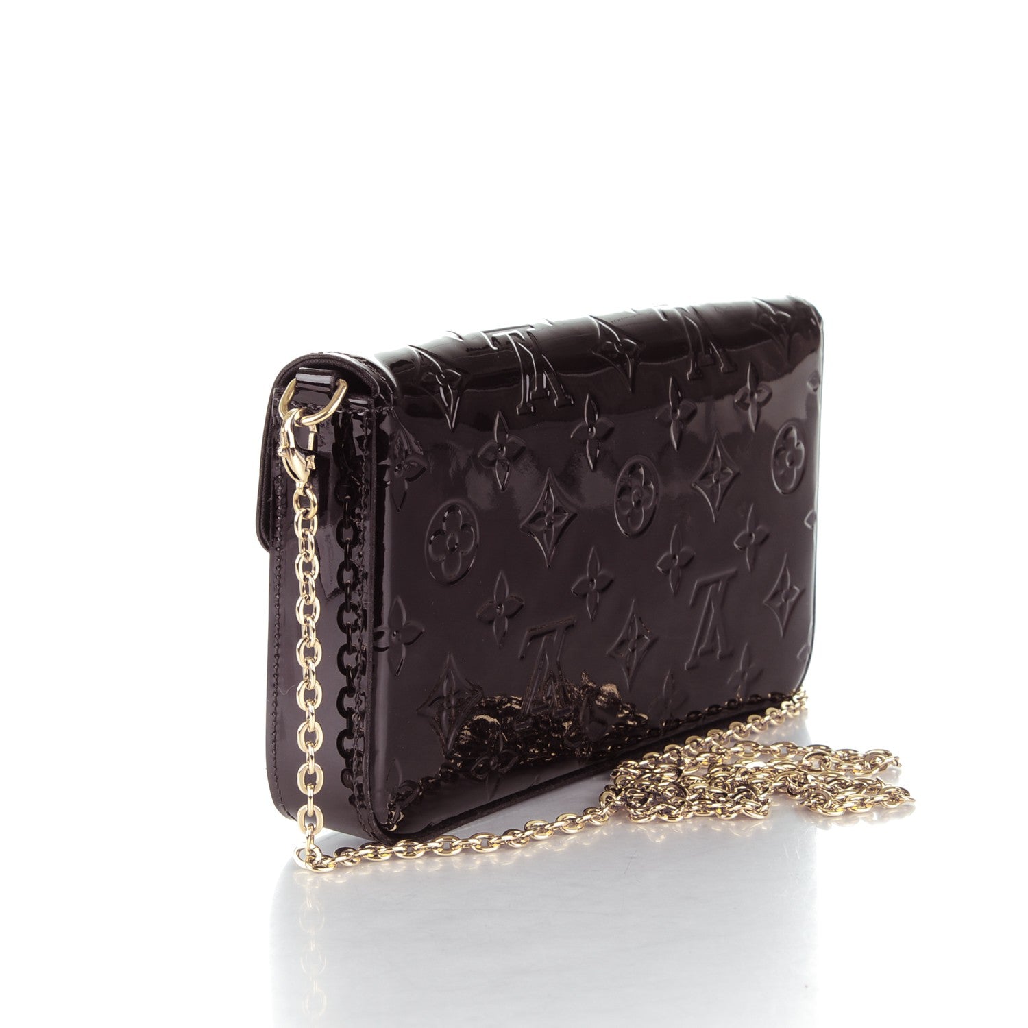 Louis Vuitton Vernis Pochette Felicie Chain Wallet Amarante 3 of 10