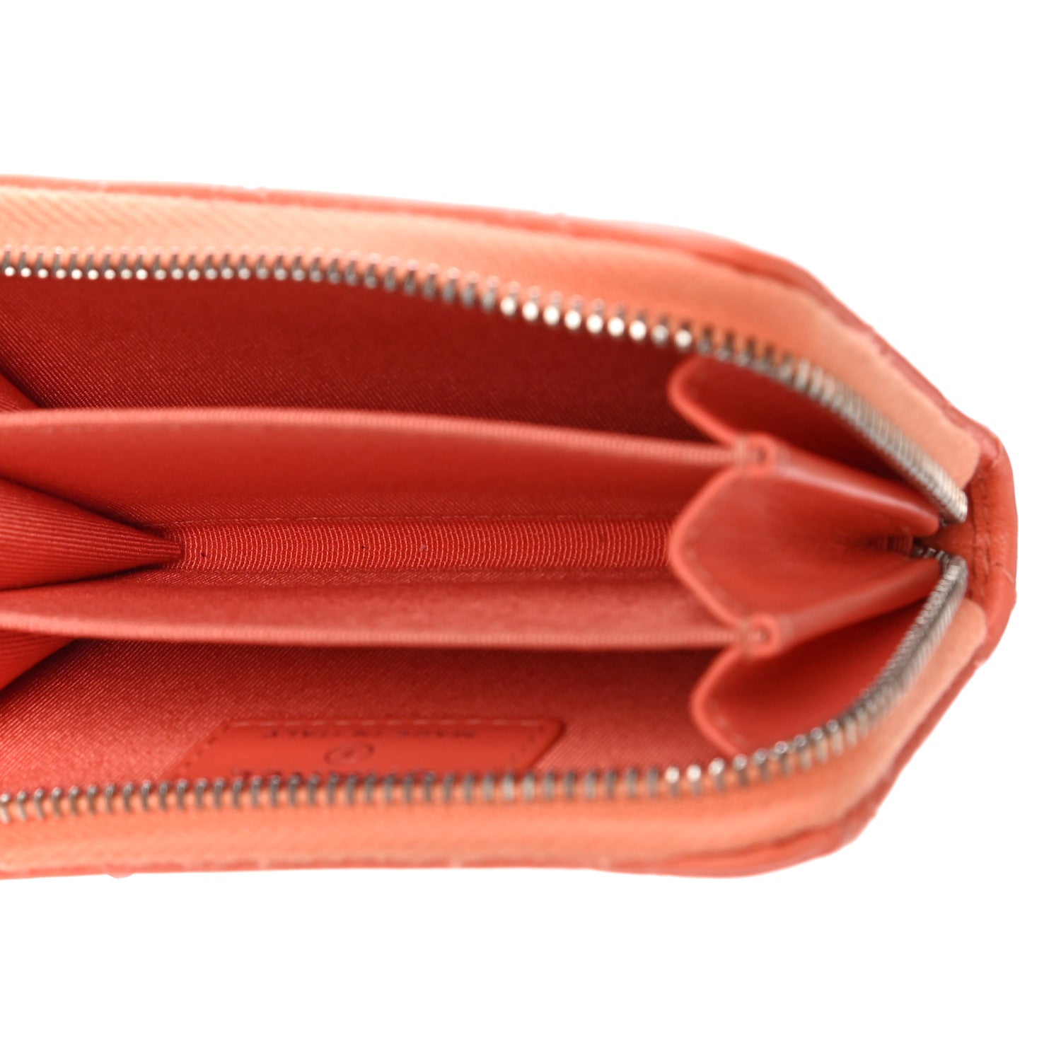 Chanel Lambskin Quilted Zip Around Coin Purse Wallet Coral 5 of 12