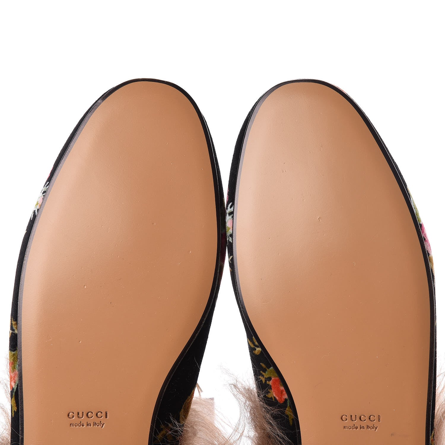 Gucci Velvet Fur Floral Womens Princetown Slippers 40 Black 8 of 9