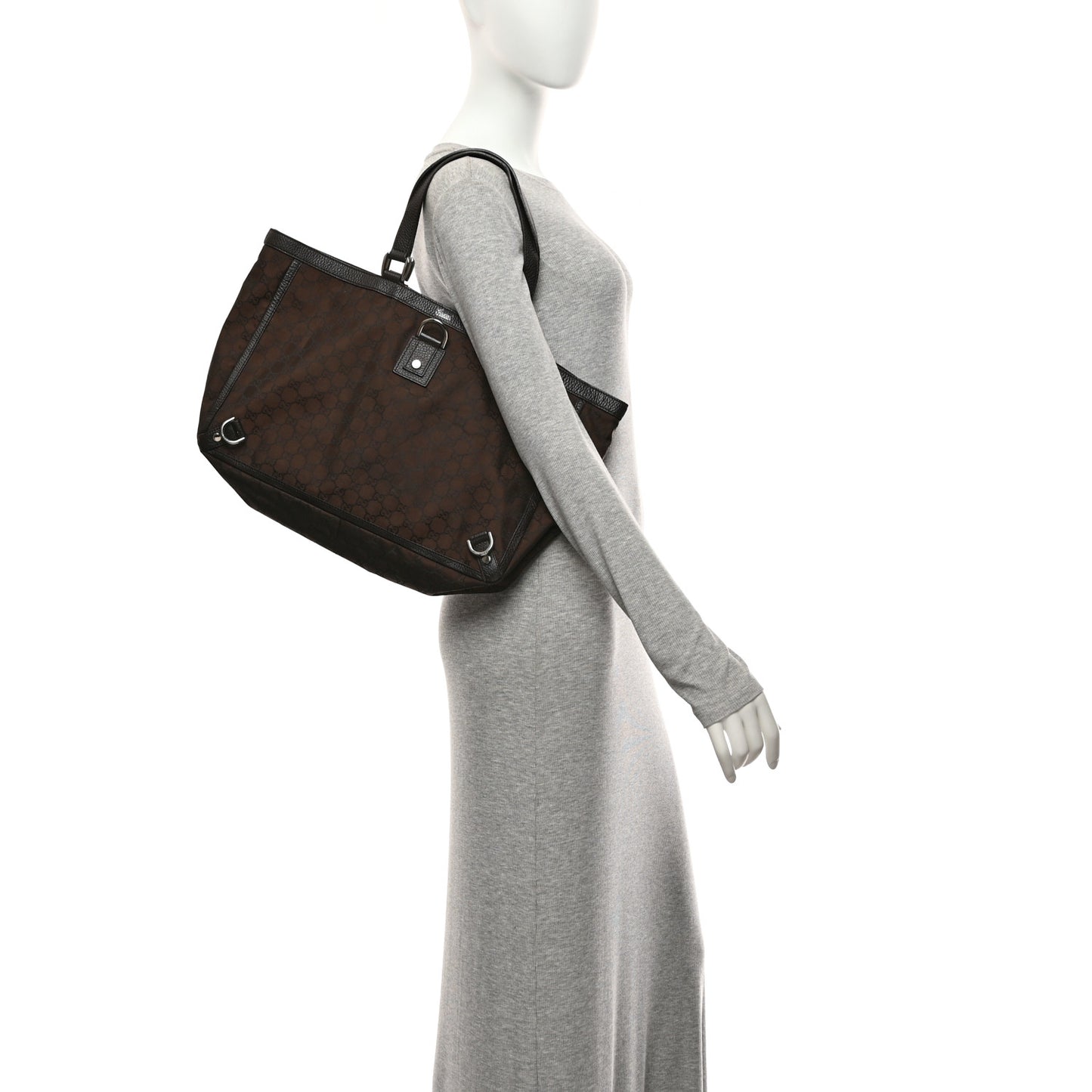Nylon Monogram Large Abbey Tote Dark Brown