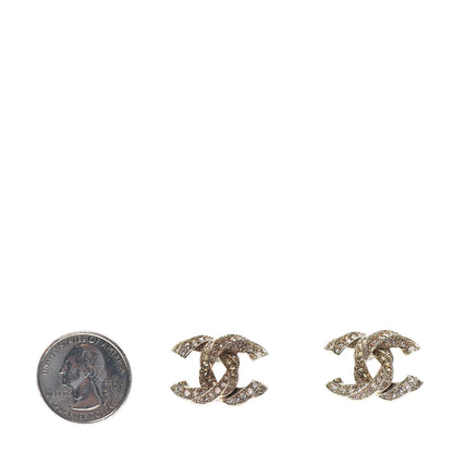Chanel Crystal Twisted CC Earrings Light Gold Pale Pink 2 of 4