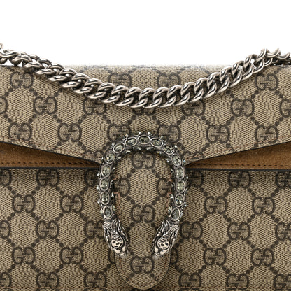 Gucci GG Supreme Monogram Suede Crystal Small Dionysus Shoulder Bag Beige Ebony Taupe 5 of 14