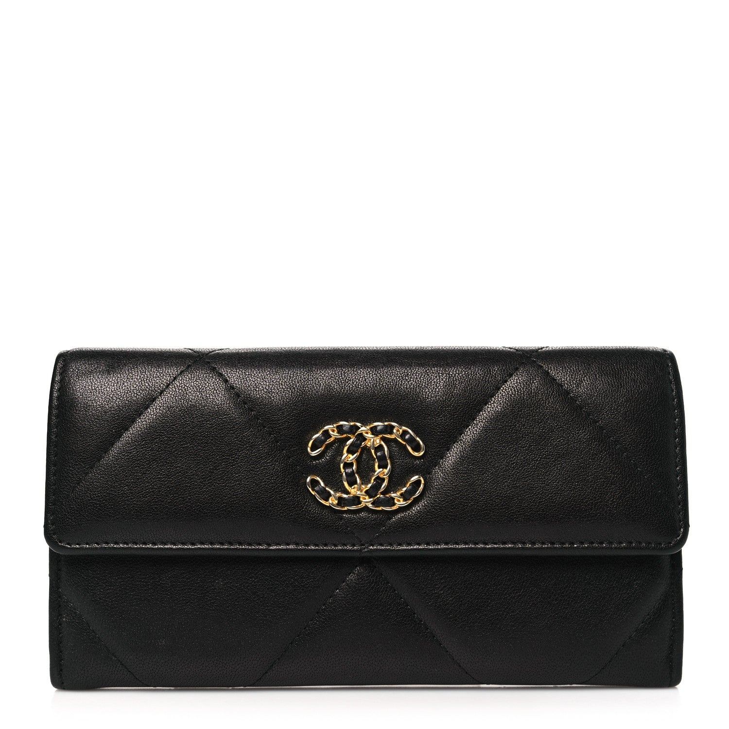 Chanel Lambskin Quilted Chanel 19 Flap Wallet Black 1 of 10