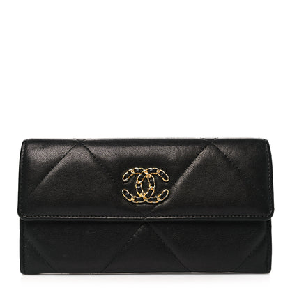 Chanel Lambskin Quilted Chanel 19 Flap Wallet Black 1 of 10