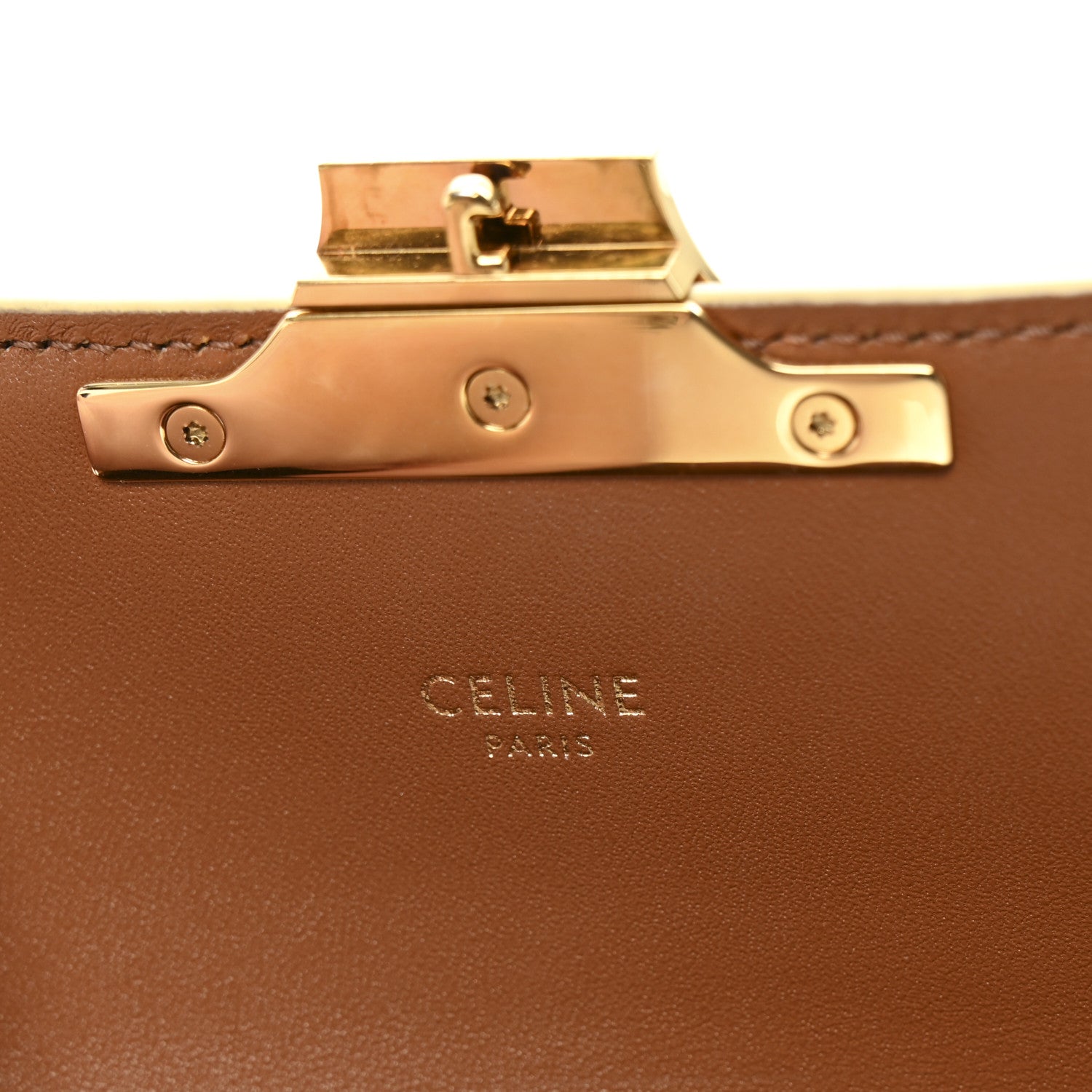 Celine Canvas Calfskin Triomphe Shoulder Bag White 6 of 10