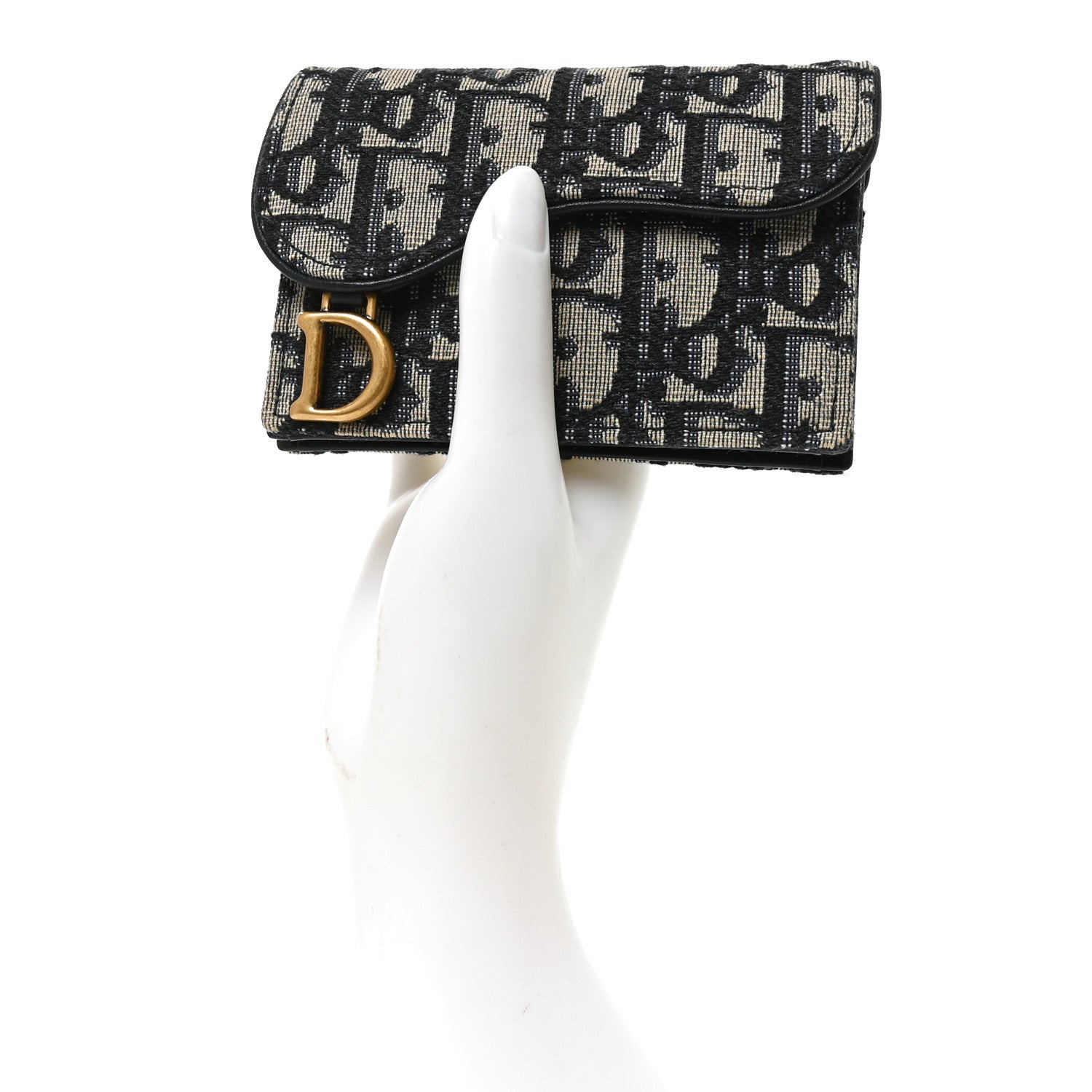 Christian Dior Oblique Saddle Card Holder Blue 2 of 7