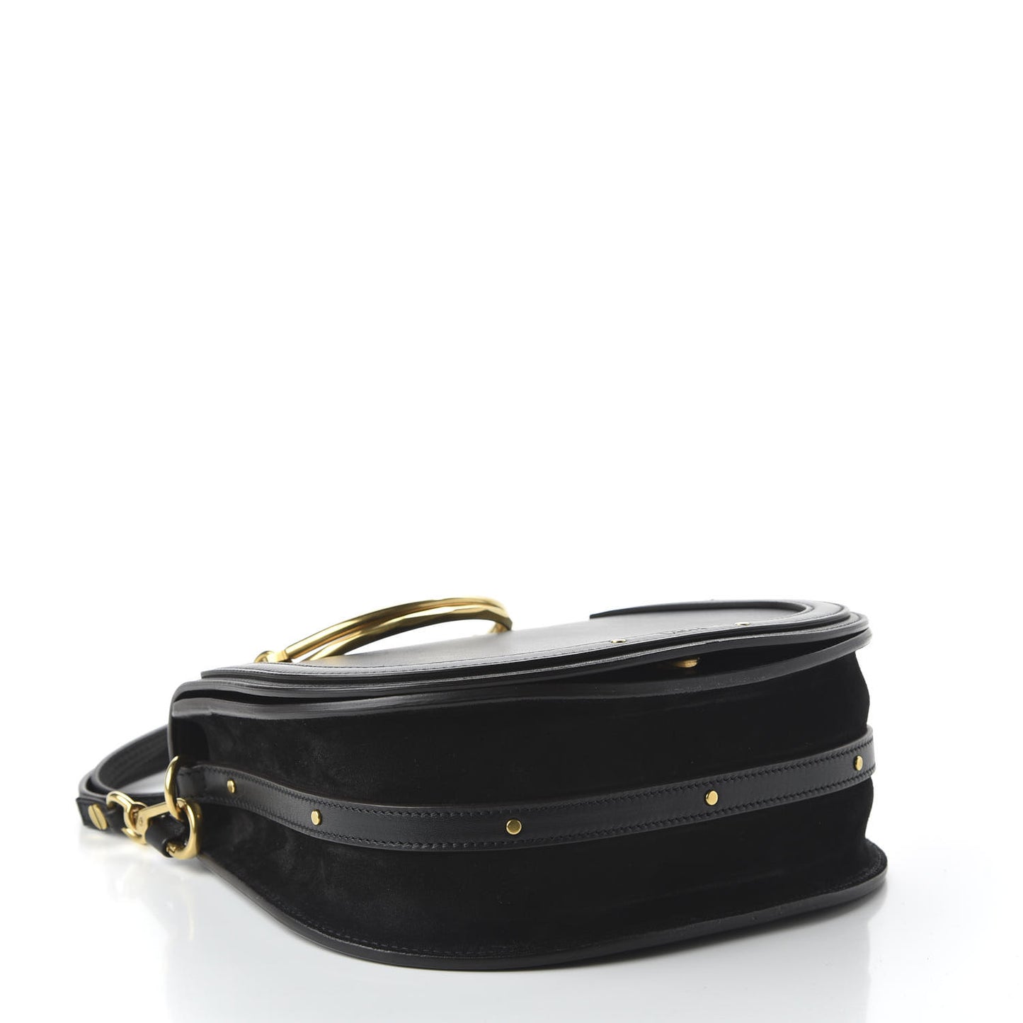 Calfskin Suede Medium Nile Bracelet Bag Black
