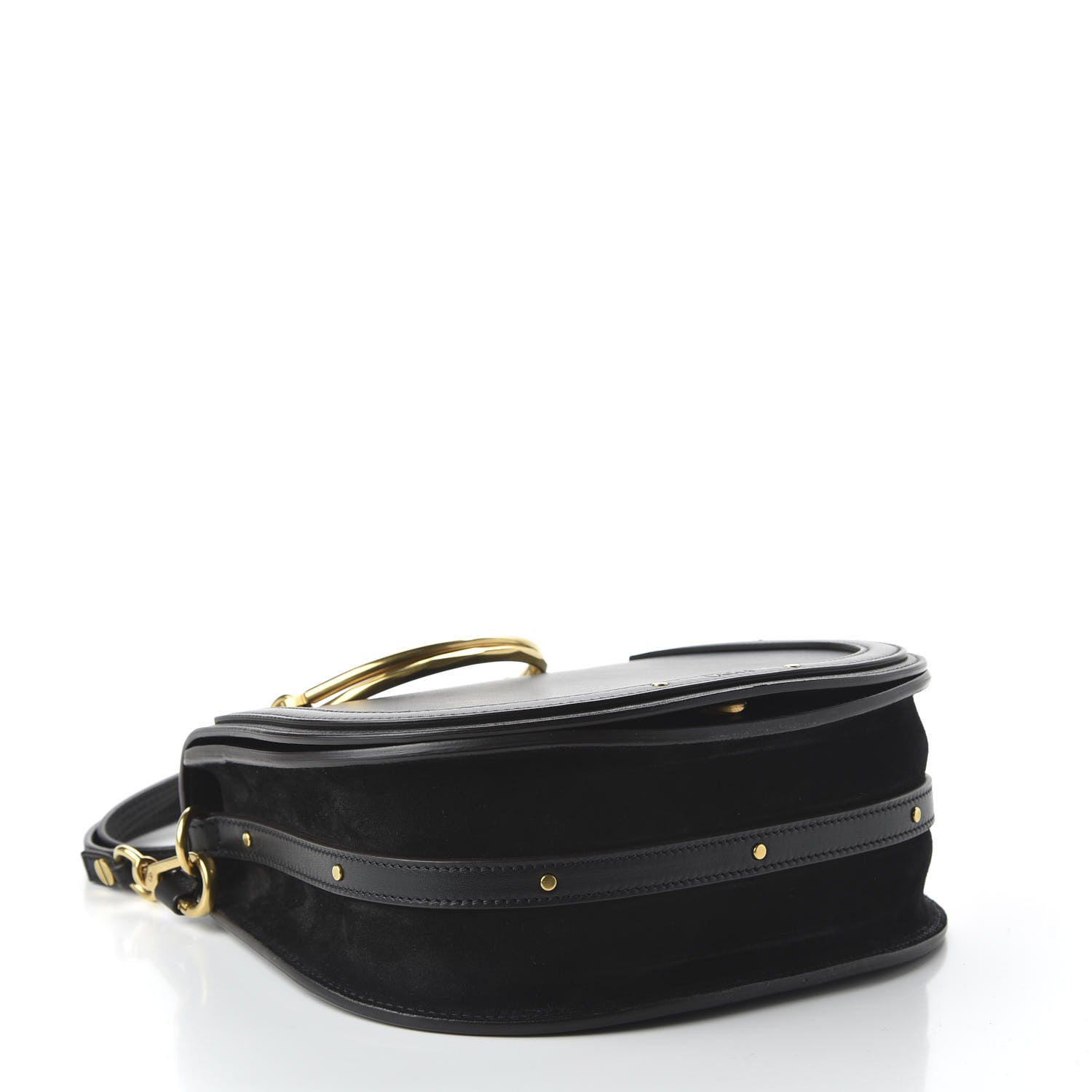 Chloe Calfskin Suede Medium Nile Bracelet Bag Black 2 of 10