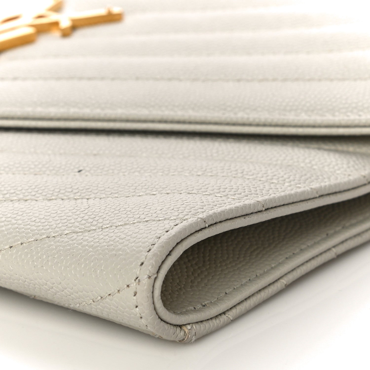 Saint Laurent Grain De Poudre Matelasse Chevron Monogram Envelope Clutch Blanc Vintage 9 of 12