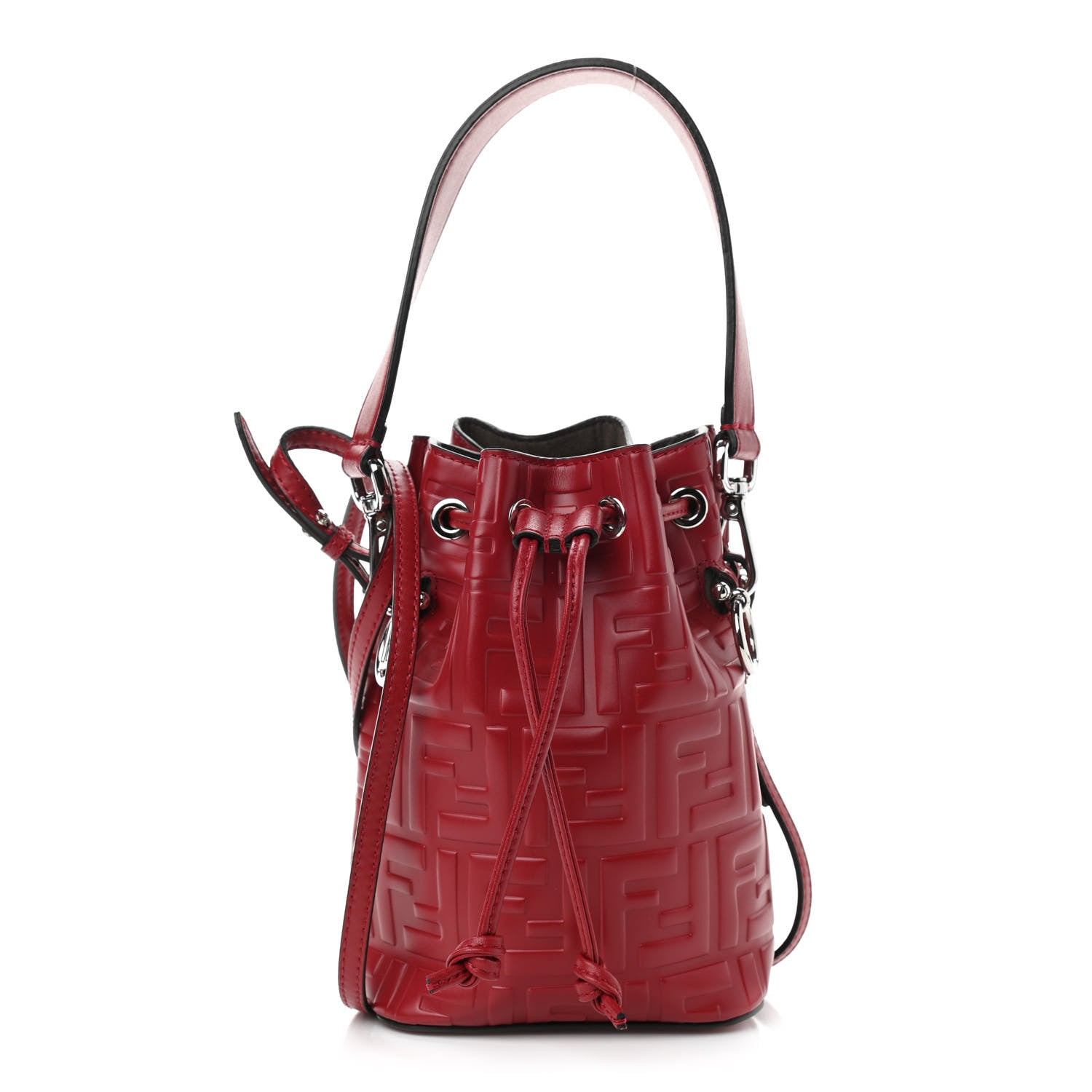 Fendi Vitello Liberty F is Fendi FF 1974 Embossed Mini Mon Tresor Bucket Bag Fragola 1 of 10