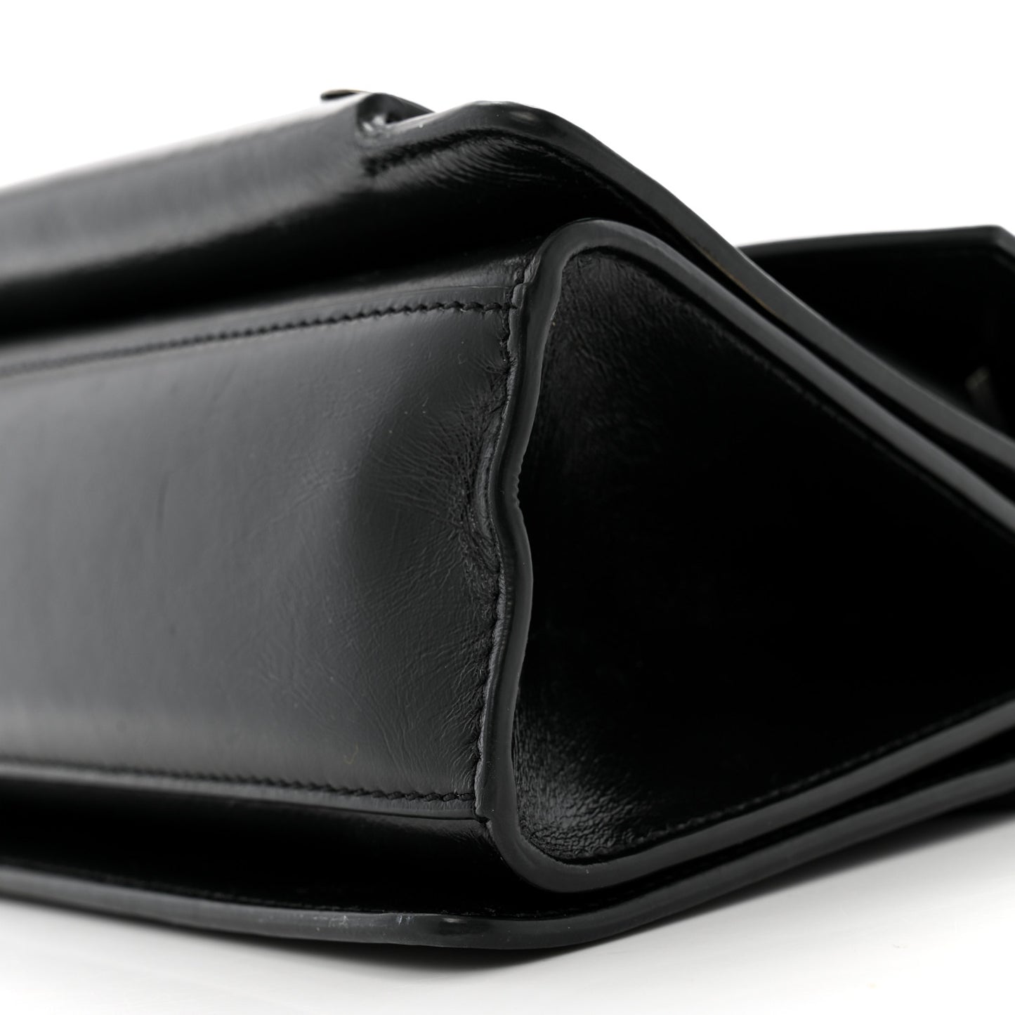 Studded Crinkled Patent Goatskin Small GV3 Shoulder Bag Black