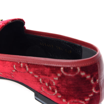Gucci Velvet Malaga Kid GG Monogram Horsebit Womens Jordaan Loafers 38.5 Red Cipria Romantic Cerise 10 of 15