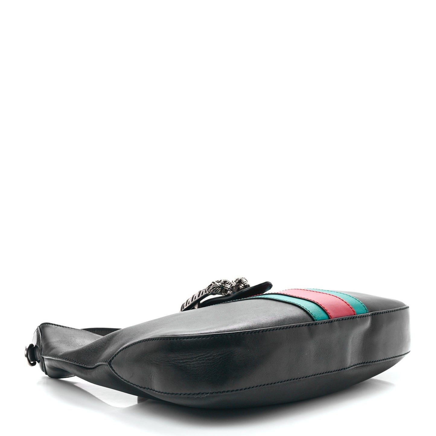 Calfskin Web Stripe Small Dionysus Hobo Black