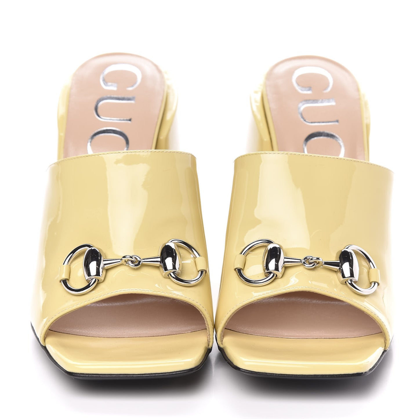 Patent Lexi Horsebit High-Heel Slide Sandals 36 Burro