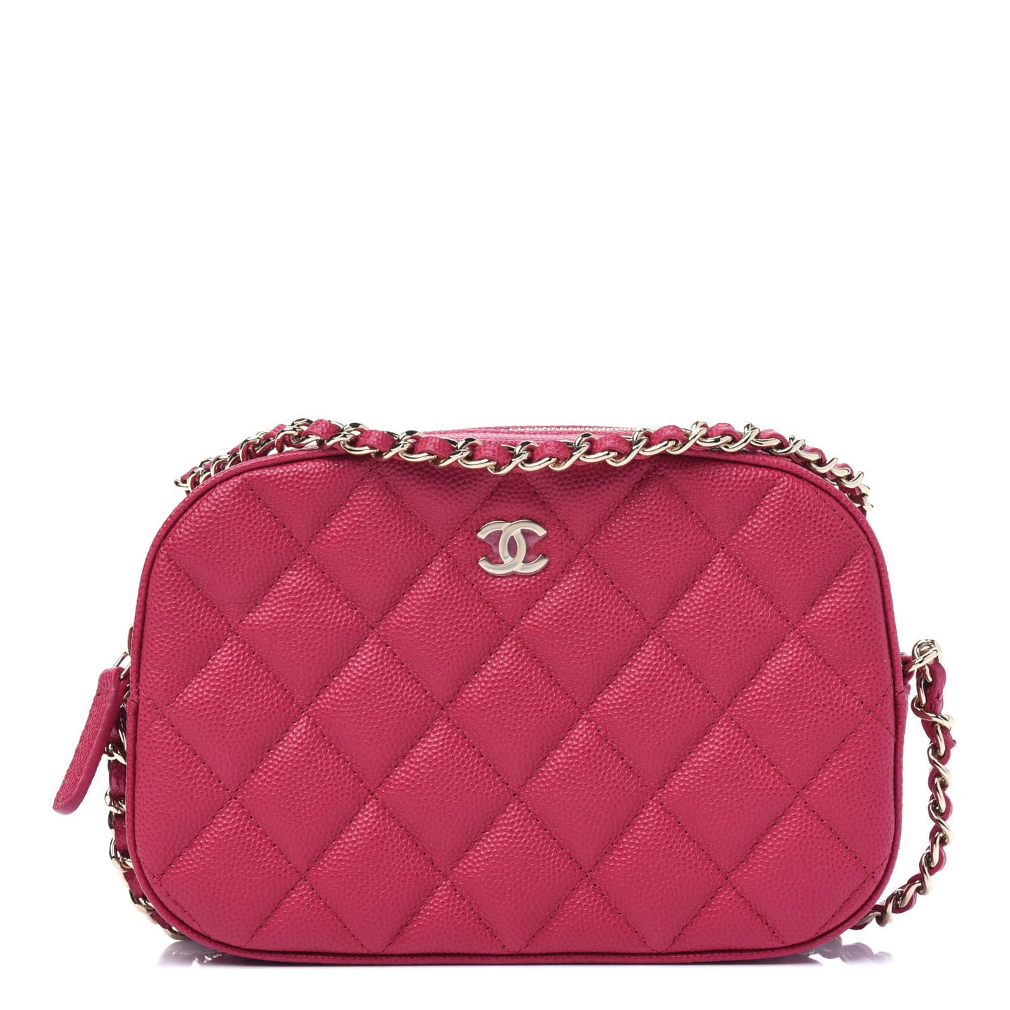 Caviar Quilted Camera Case Dark Pink