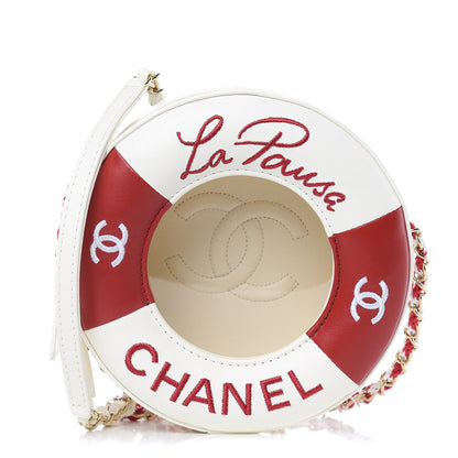 Chanel Lambskin Coco Lifesaver Round Bag Red White 1 of 8