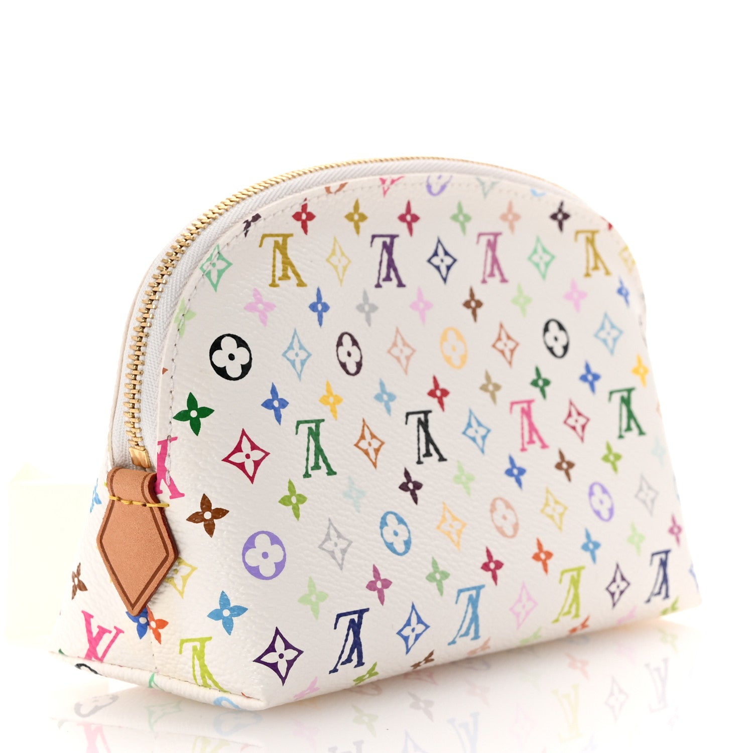 Louis Vuitton Monogram Multicolor Cosmetic Pouch White Litchi 3 of 6