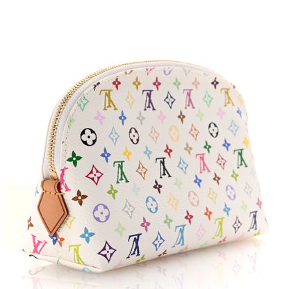 Louis Vuitton Monogram Multicolor Cosmetic Pouch White Litchi 3 of 6
