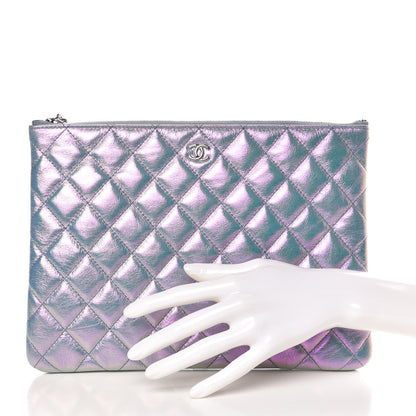 Chanel Iridescent Crumpled Calfskin Medium Cosmetic Case Purple 2 of 10