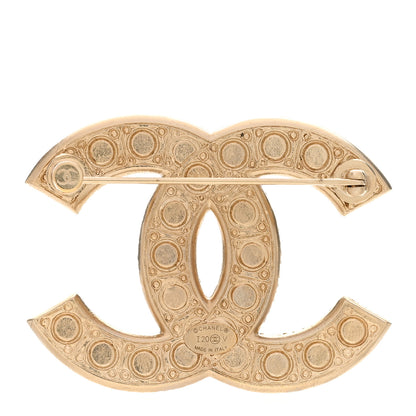 Chanel Metal Crystal Graduated Pearl CC Brooch Gold 3 of 5