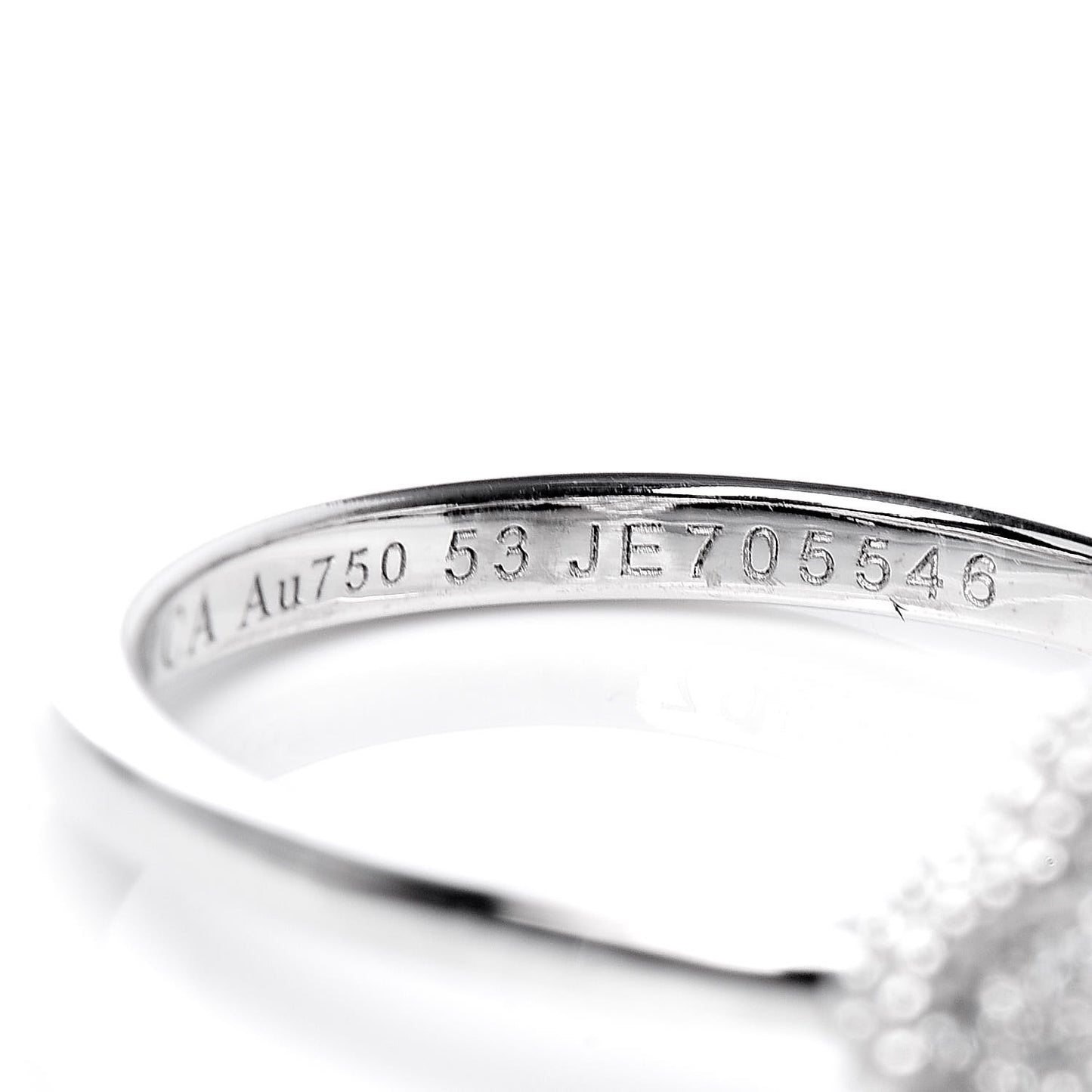18K White Gold Diamond Sweet Alhambra Ring 53 6.5