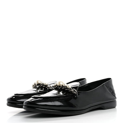 Miu Miu Vernice Soft Pearl Chain Convertible Loafers 39 Black 4 of 11