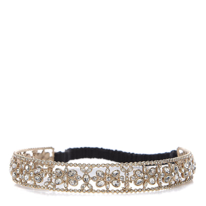 Chanel Crystal Camellia CC Headband Gold 1 of 5