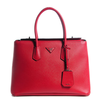 Prada Saffiano Cuir Twin Double Handle Tote Fuoco 1 of 12