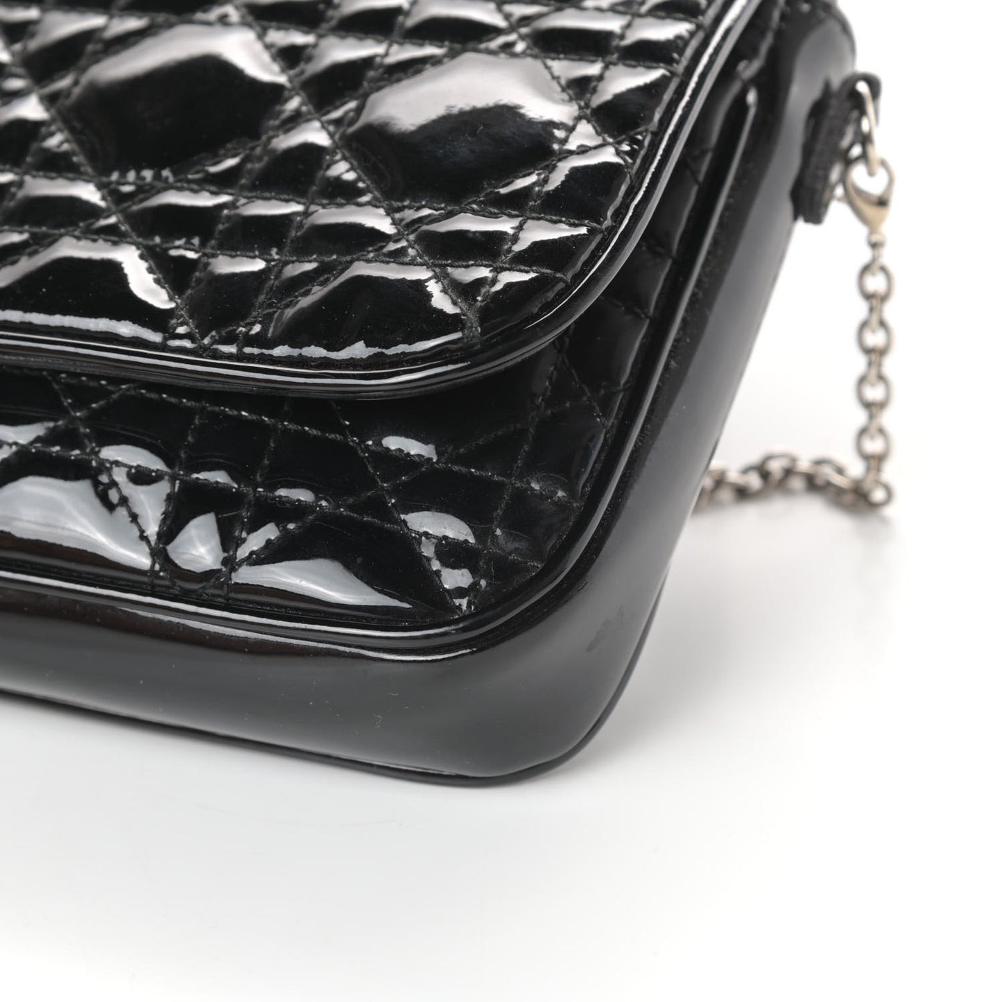 Patent Cannage Wallet on Chain Pouch Black