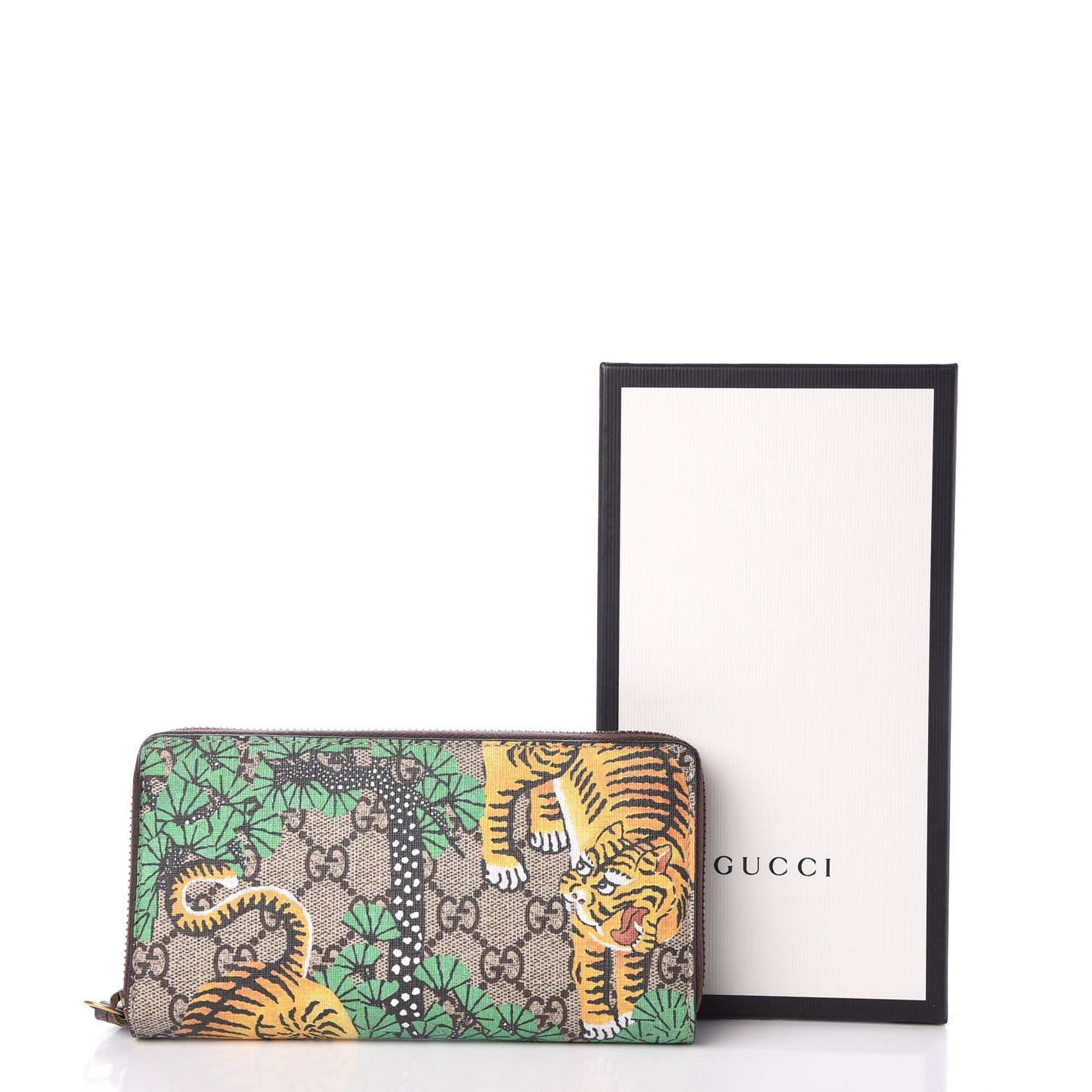 GG Supreme Monogram Bengal Zip Around Wallet Beige Yard