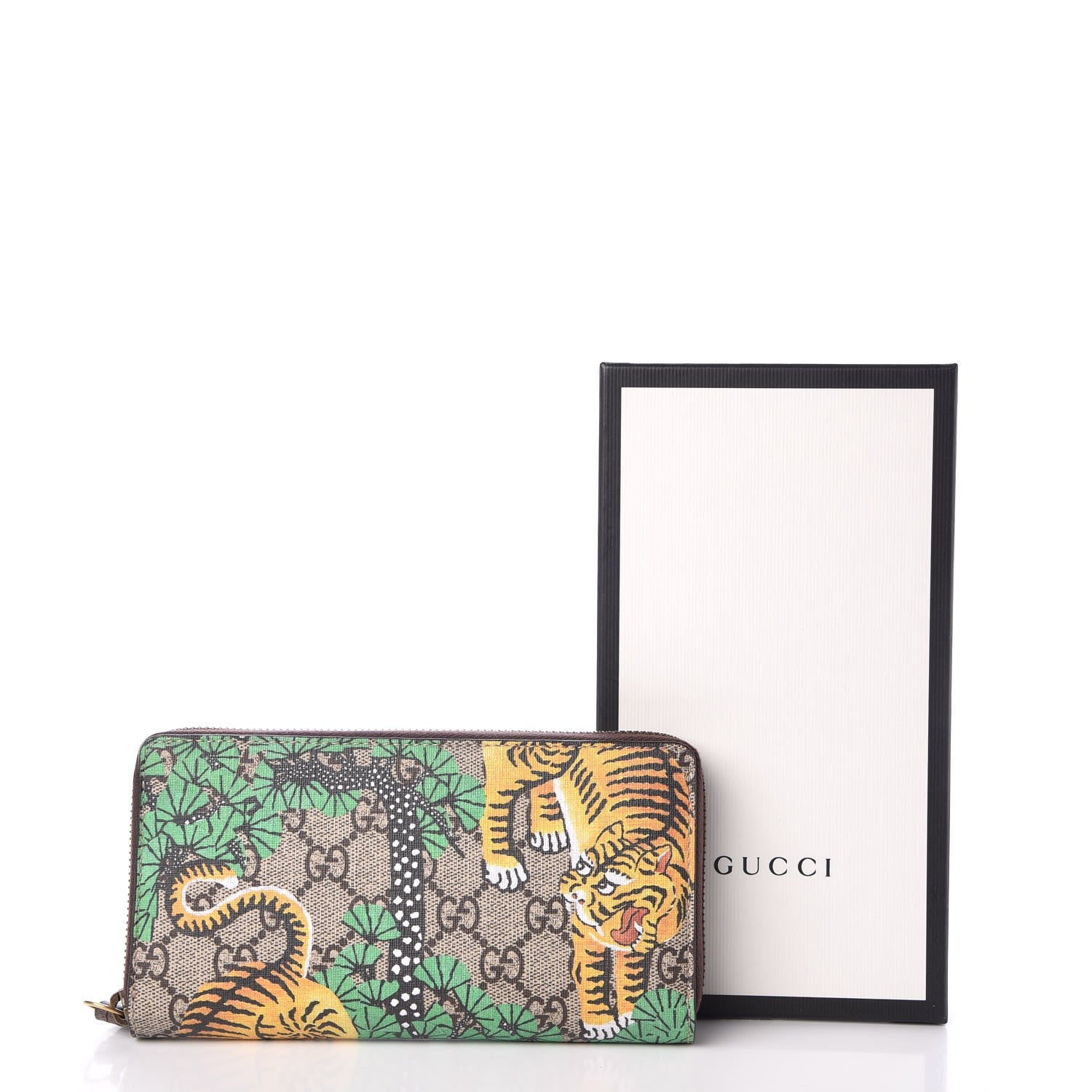 Gucci GG Supreme Monogram Bengal Zip Around Wallet Beige Yard 8 of 8