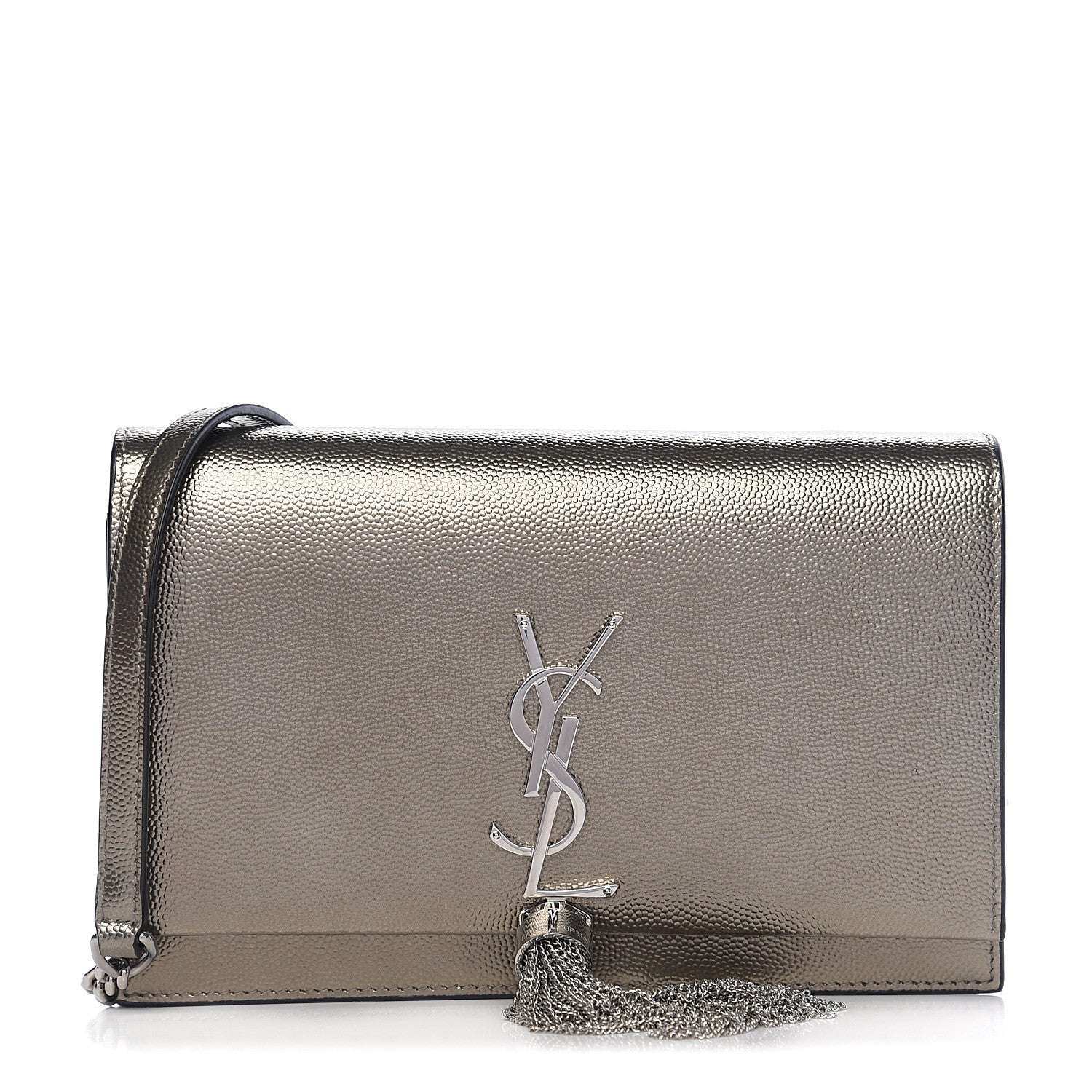 Saint Laurent Grain De Poudre Classic Monogram Kate Tassel Chain Wallet Piombo 1 of 9