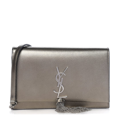 Saint Laurent Grain De Poudre Classic Monogram Kate Tassel Chain Wallet Piombo 1 of 9