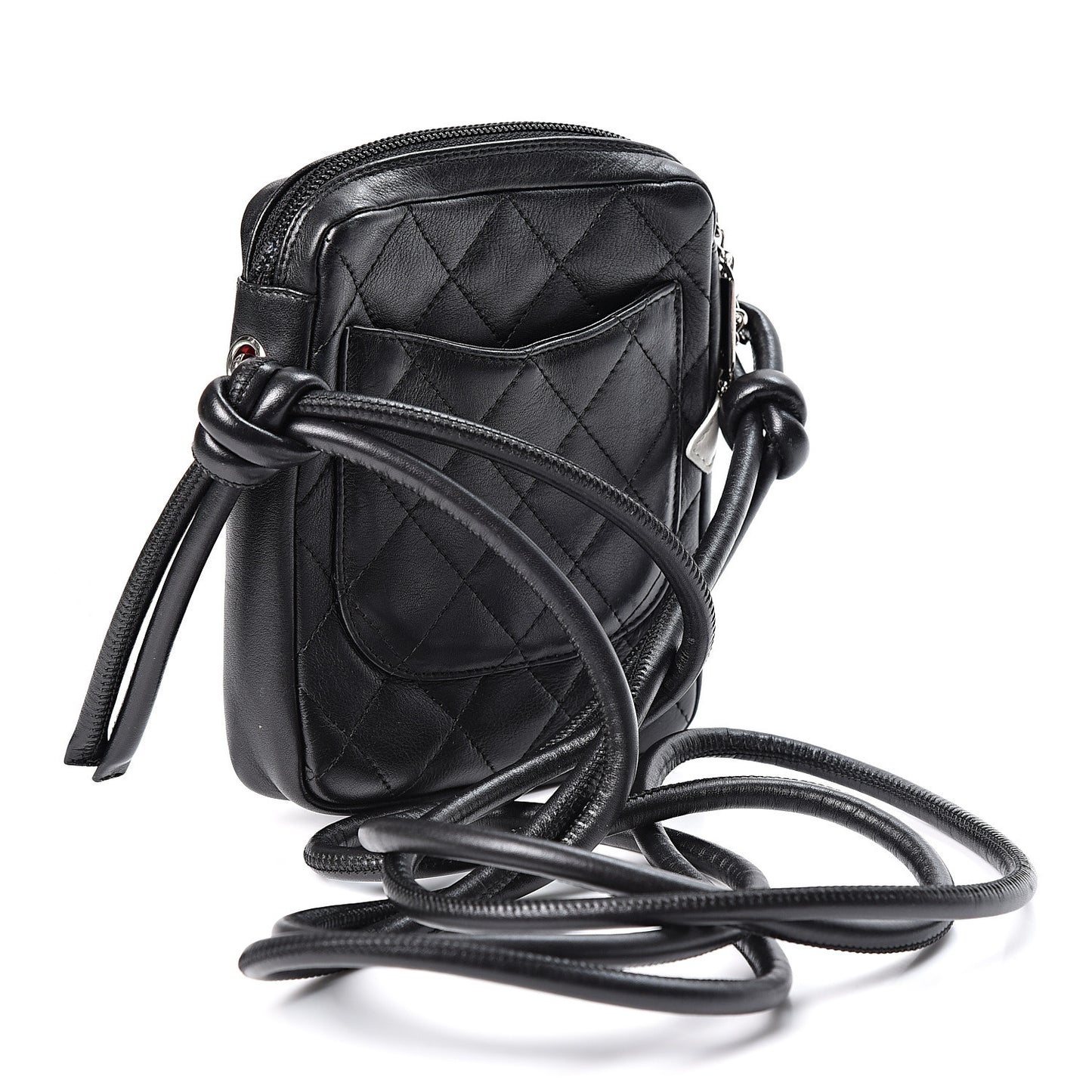 Calfskin Quilted Small Cambon Messenger Black White