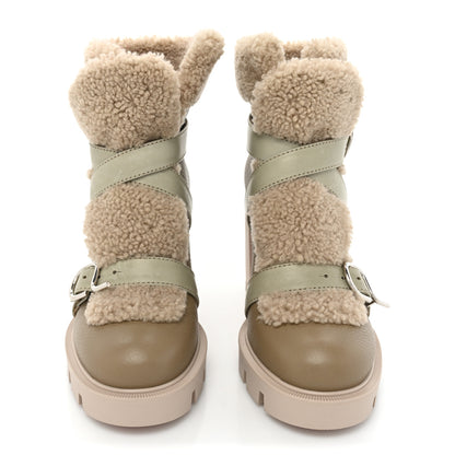 Christian Louboutin Calfskin Shearling Pole Chic 70 Booties 39 Champignon 2 of 13