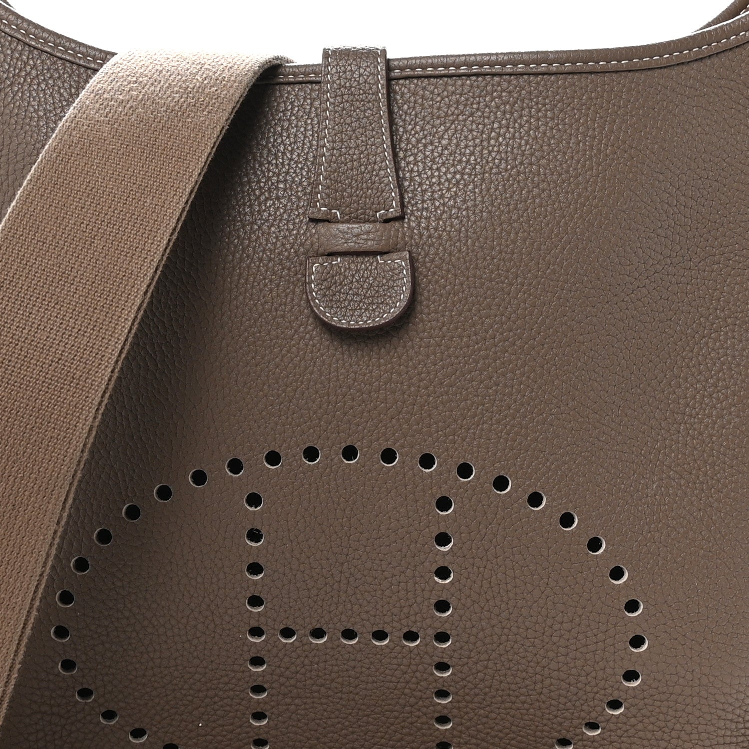Hermes Taurillon Clemence Evelyne III GM Etoupe 8 of 11