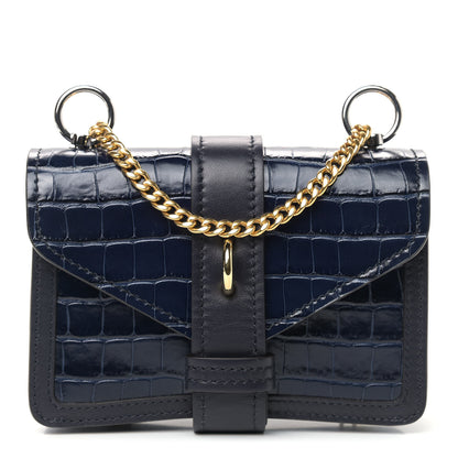 Chloe Calfskin Crocodile Embossed Aby Chain Shoulder Bag Full Blue 1 of 8